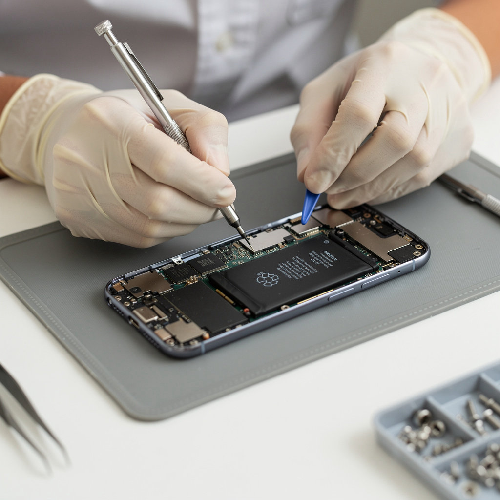 El Gallo Universal technician performing quality phone repair and testing in San Diego